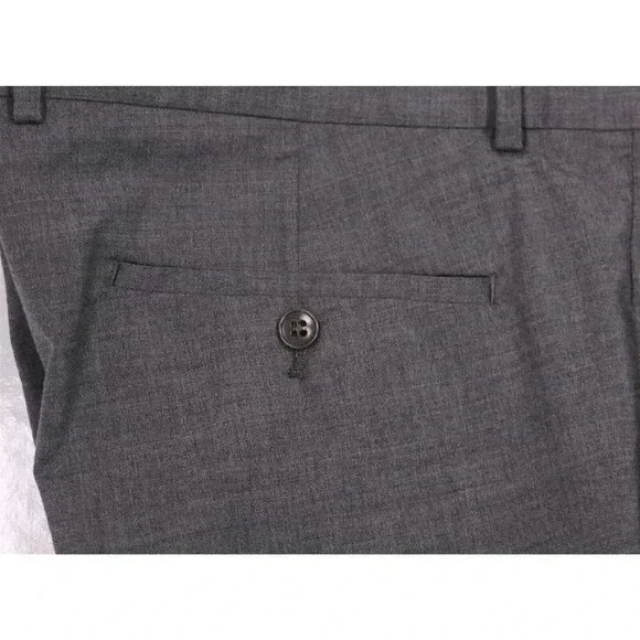 Theory Cody Uomo Solid Gray Flat Front Wool Dress Pants Trousers 38x33 - Picture 3 of 8